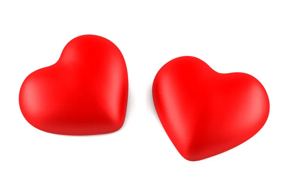 Two red hearts isolated on white — Stock Photo, Image