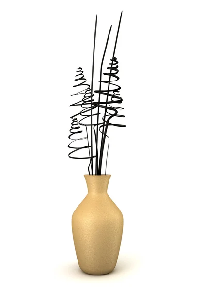 Brązowy wazon z suchego drewna na białym tle — Zdjęcie stockowe