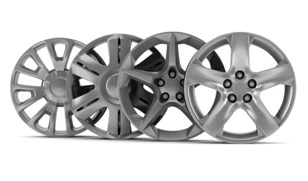 Чотири колеса диски ізольовані на білому — стокове фото