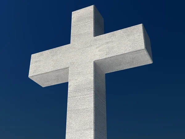 Biały krzyż na tle niebieskiego nieba — Zdjęcie stockowe