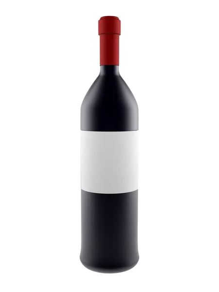 葡萄酒瓶与孤立的空白标签 — 图库照片