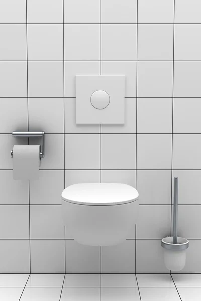 与白色瓷砖是现代厕所 — 图库照片