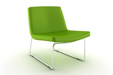 Yeşil koltuk üzerinde beyaz izole