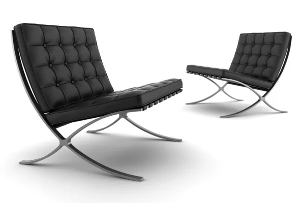 Two black armchairs isolated on white — Stock Photo, Image