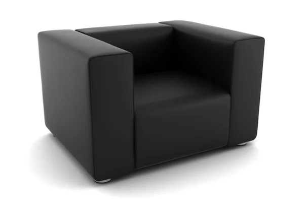 Black armchair isolated on white — Stock Photo, Image