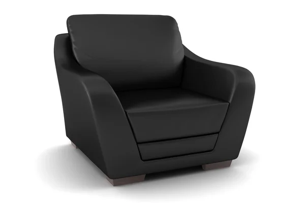 Black leather armchair isolated on white — Stock Photo, Image