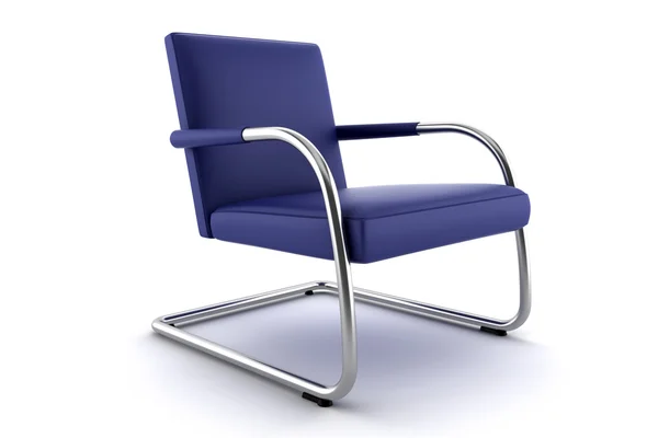 Mavi koltuk üzerinde beyaz izole — Stok fotoğraf