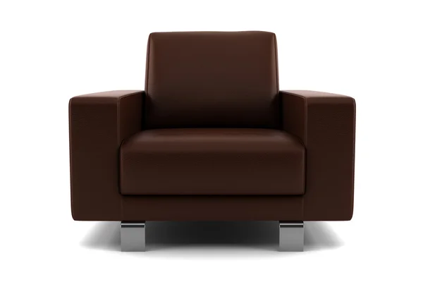 Beyaz izole kahverengi koltuk — Stok fotoğraf