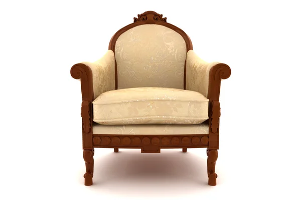 Beige classic armchair isolated on white — Stock Photo, Image