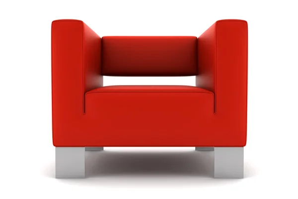 흰 의자에 고립 된 붉은 안락의자 — 스톡 사진