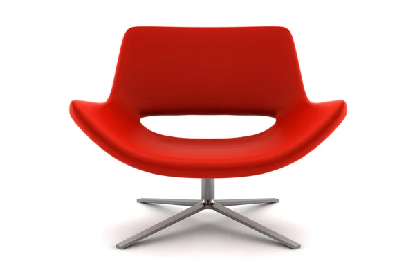 흰 의자에 고립 된 붉은 안락의자 — 스톡 사진