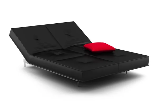 Černá kožená postel izolované na bílém — Stock fotografie