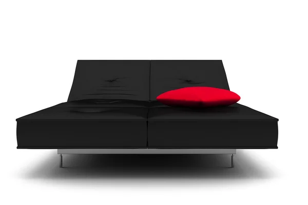 Black leather bed isolated on white — Stock Photo, Image