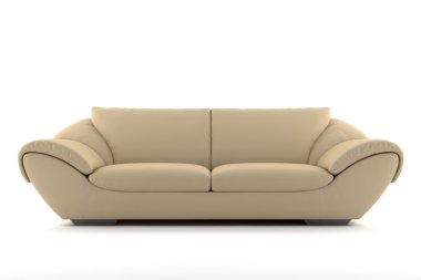 Beige sofa isolated on white background clipart