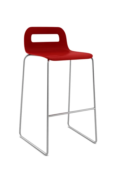 Piros, bár elszigetelt fehér szék — Stock Fotó
