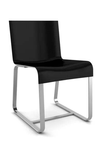 白に隔離された黒い椅子 — ストック写真