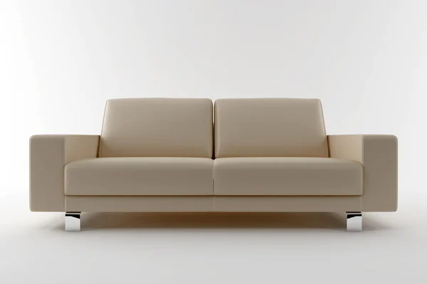 Beige Sofa isoliert auf weißem Hintergrund — Stockfoto