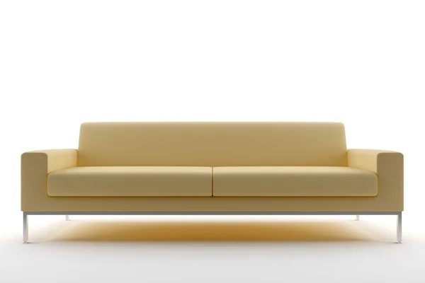 Бежевый диван на белом фоне — стоковое фото