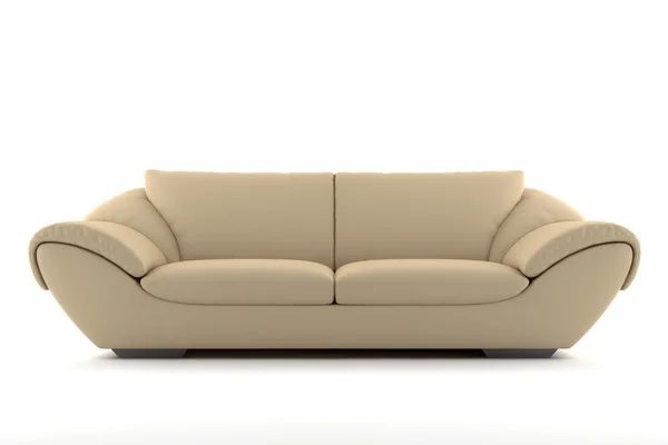 Bézs színű kanapé, elszigetelt fehér background — Stock Fotó