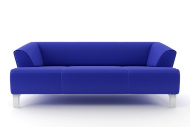 Blue sofa isolated on white background clipart