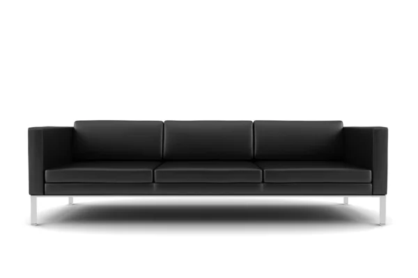 Canapé noir isolé sur fond blanc — Photo