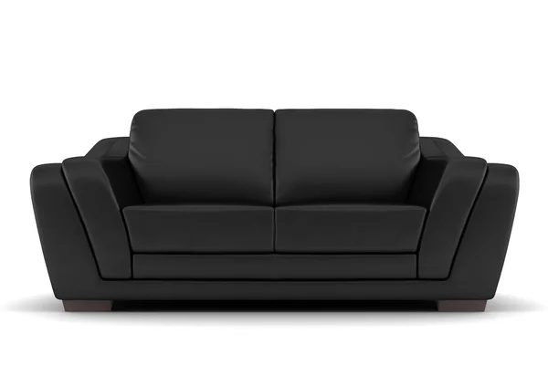 Czarna skórzana kanapa na białym tle — Zdjęcie stockowe