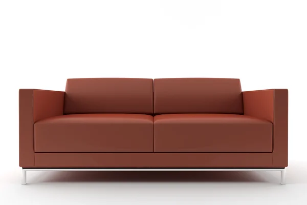 Braunes Sofa isoliert auf weißem Hintergrund — Stockfoto