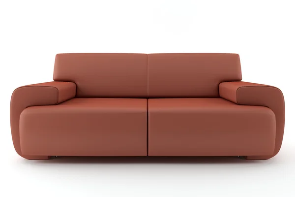 Braunes Sofa isoliert auf weißem Hintergrund — Stockfoto