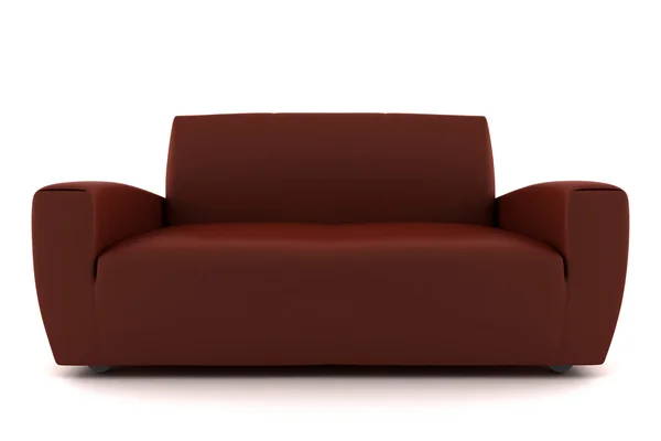 Canapé brun isolé sur fond blanc — Photo