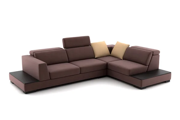 白い背景で隔離された茶色のソファ — ストック写真