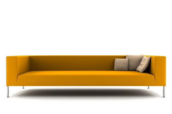 Оранжевый диван на белом фоне — стоковое фото