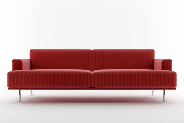 Κόκκινος καναπές που απομονώνεται σε λευκό φόντο — Φωτογραφία Αρχείου