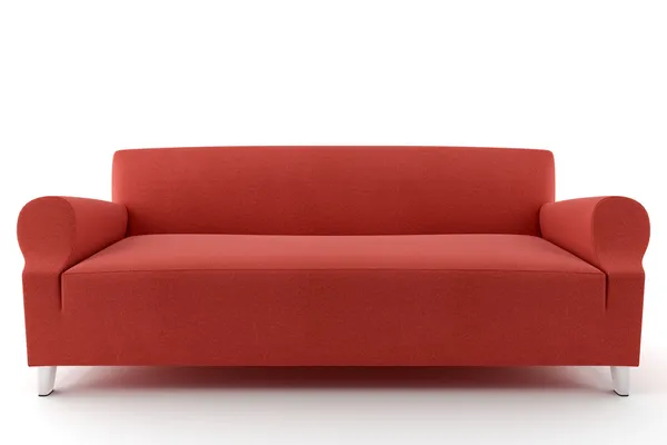Kırmızı kanepe beyaz arkaplanda izole. — Stok fotoğraf