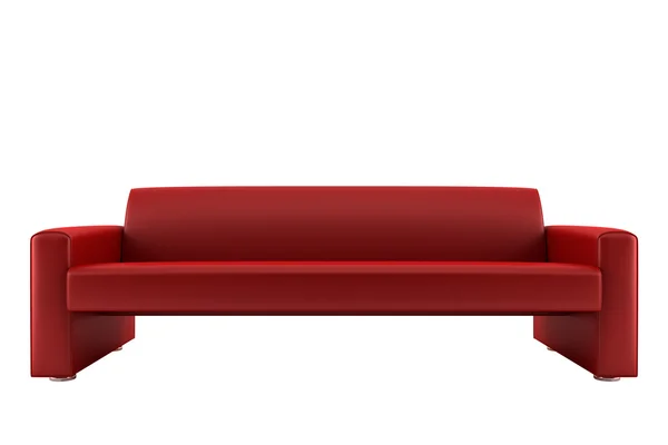白い背景に隔離された赤いソファ — ストック写真