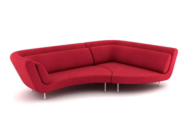 Rotes Sofa isoliert auf weißem Hintergrund — Stockfoto