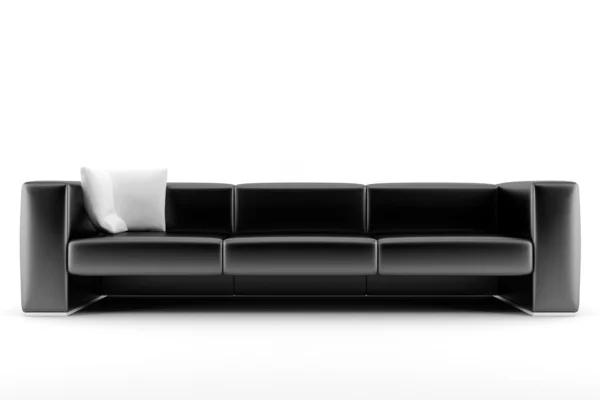 Sofá preto isolado no fundo branco — Fotografia de Stock