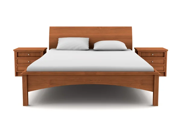 Fa ágy elszigetelt fehér háttér — Stock Fotó