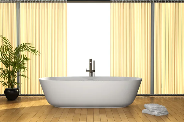 Modernt badrum med brunt golv — Stockfoto
