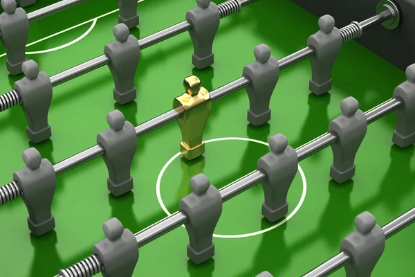 Foosball table with gold player — Stock Photo, Image