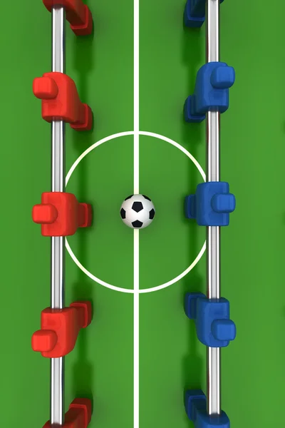 Επιτραπέζιο ποδοσφαιράκι τραπέζι με κόκκινο και μπλε παίκτες — Φωτογραφία Αρχείου
