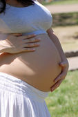 Close-up of pregnant woman