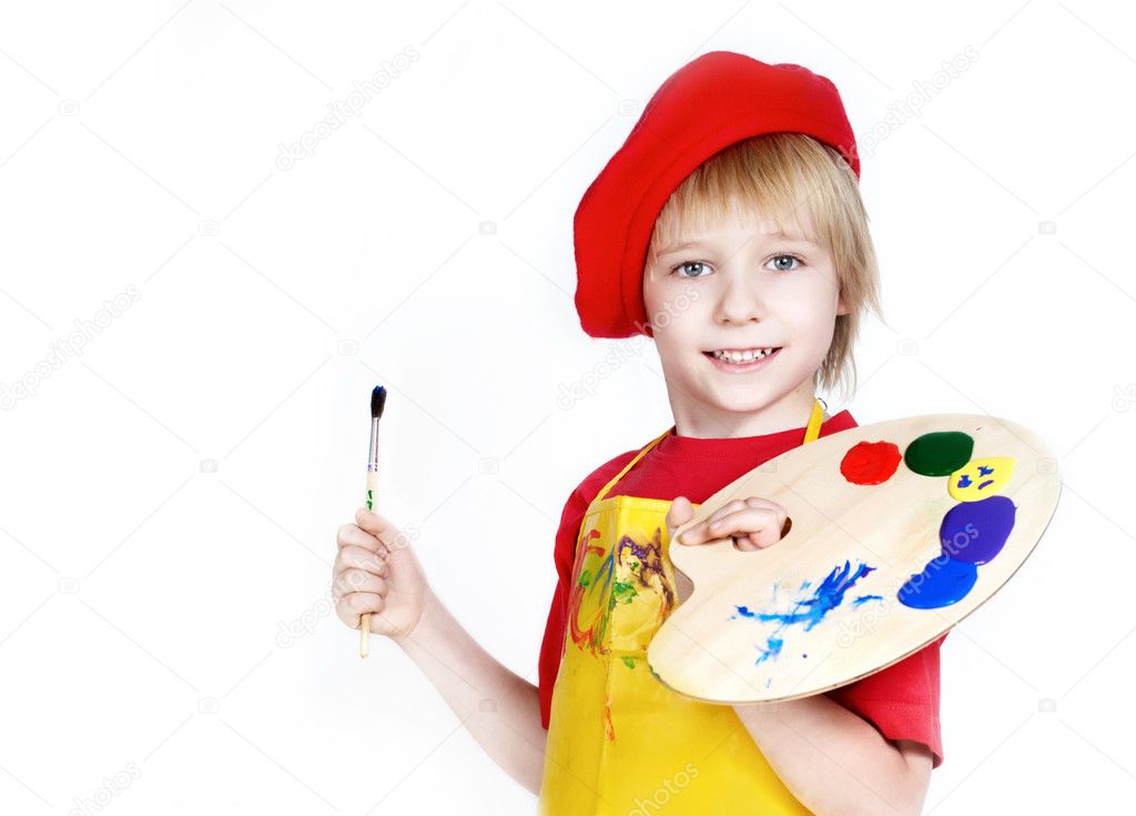 Little boy with brush