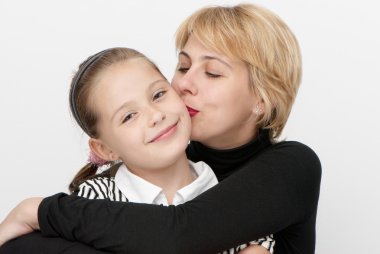 Portrait of mother with a daughter clipart