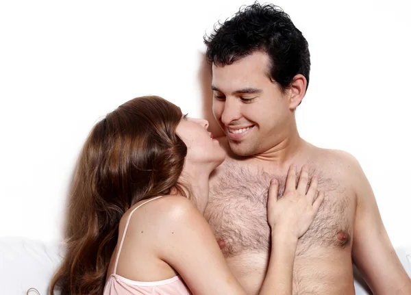 Intimate young couple during foreplay — Stock Photo, Image