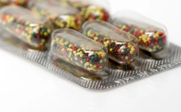 Close-up weergave van multi gekleurde pillen — Stockfoto