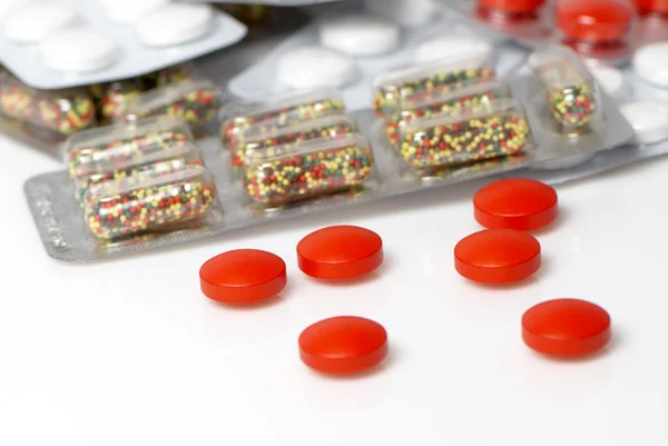 Close-up beeld van rode pillen — Stockfoto