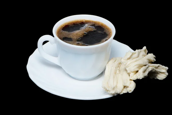 ホワイト チョコレートのスライスとコーヒー — ストック写真