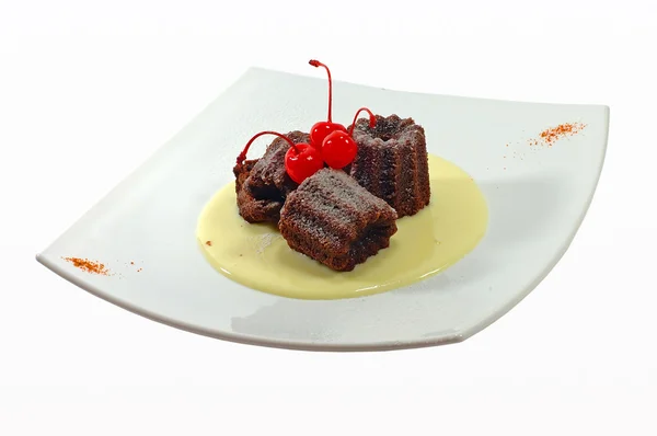 Fruitcake with a cherry — Stock Photo, Image