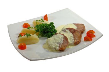 Meat with a potato and sauce clipart