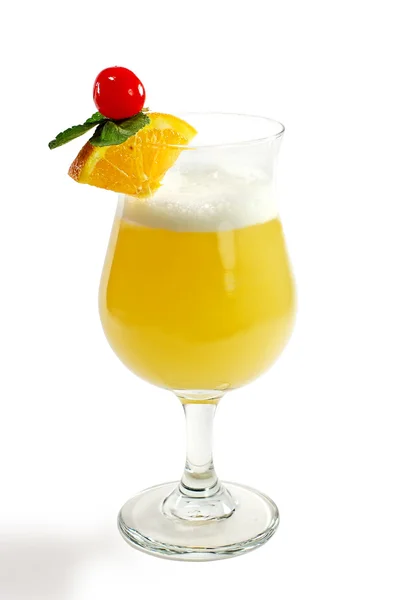 Cocktail with a lemon and a cherry — Stock Photo, Image